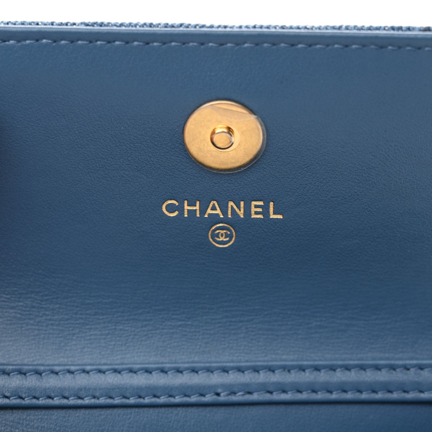Chanel Denim Quilted CC Pearl Crush Clutch With Chain Blue 6 of 13