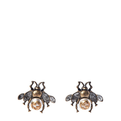 Gucci Crystal Pearl Bee Earrings Gold 1 of 4