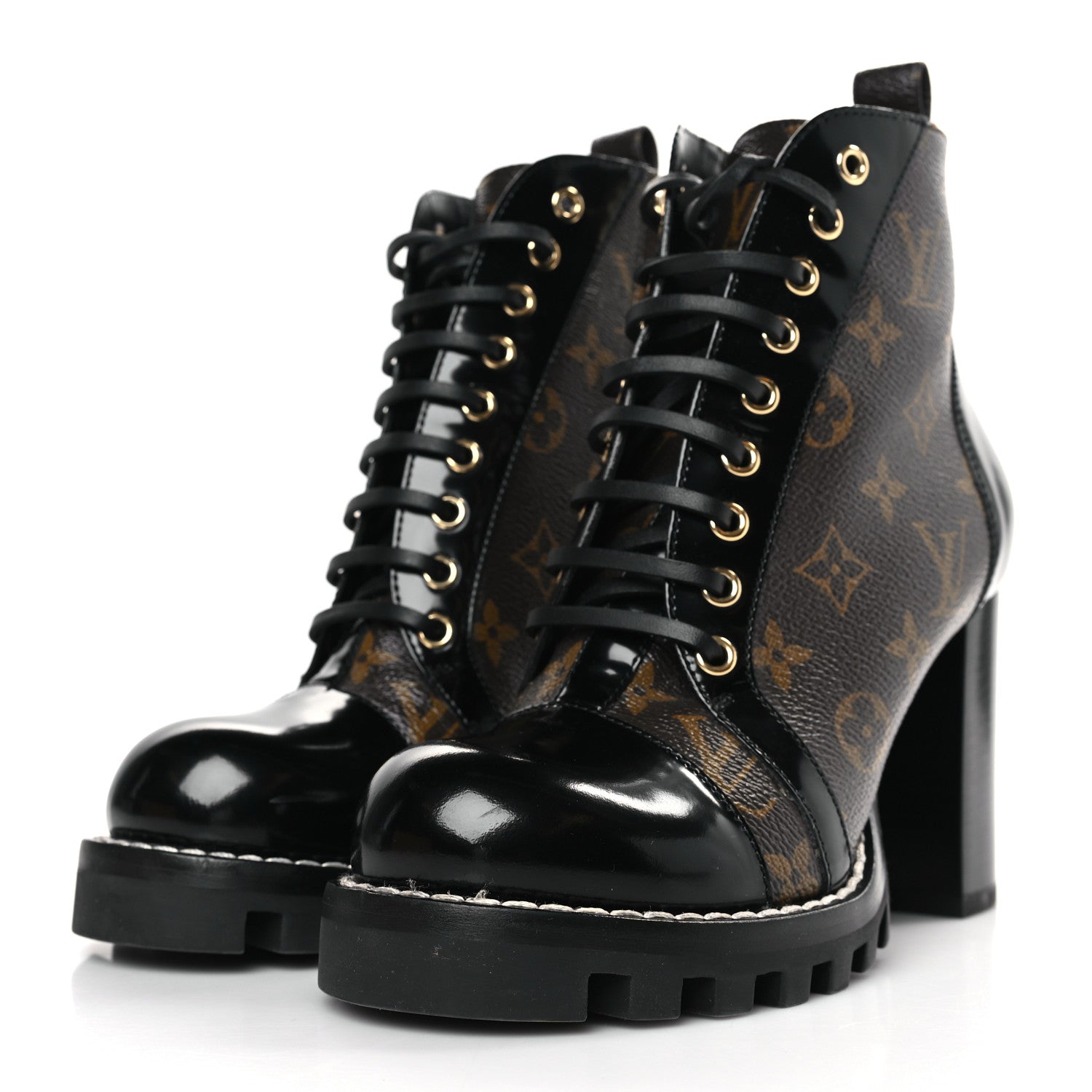 Louis Vuitton Patent Calfskin Monogram Star Trail Ankle Boots 38 Black 3 of 8
