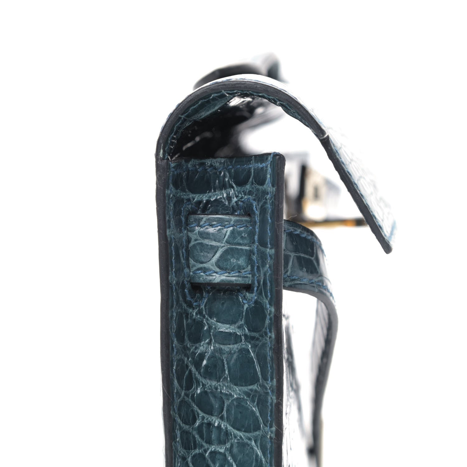 Hermes Shiny Porosus Crocodile Kelly Cut Pochette Colvert 14 of 23