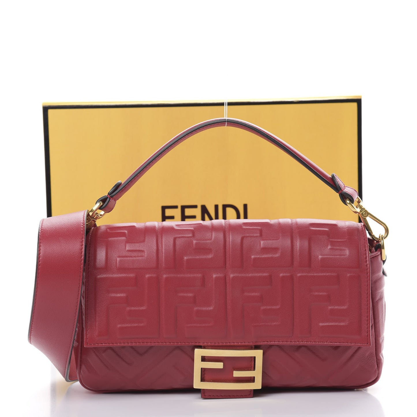 Nappa FF 1974 Embossed Baguette Fragola