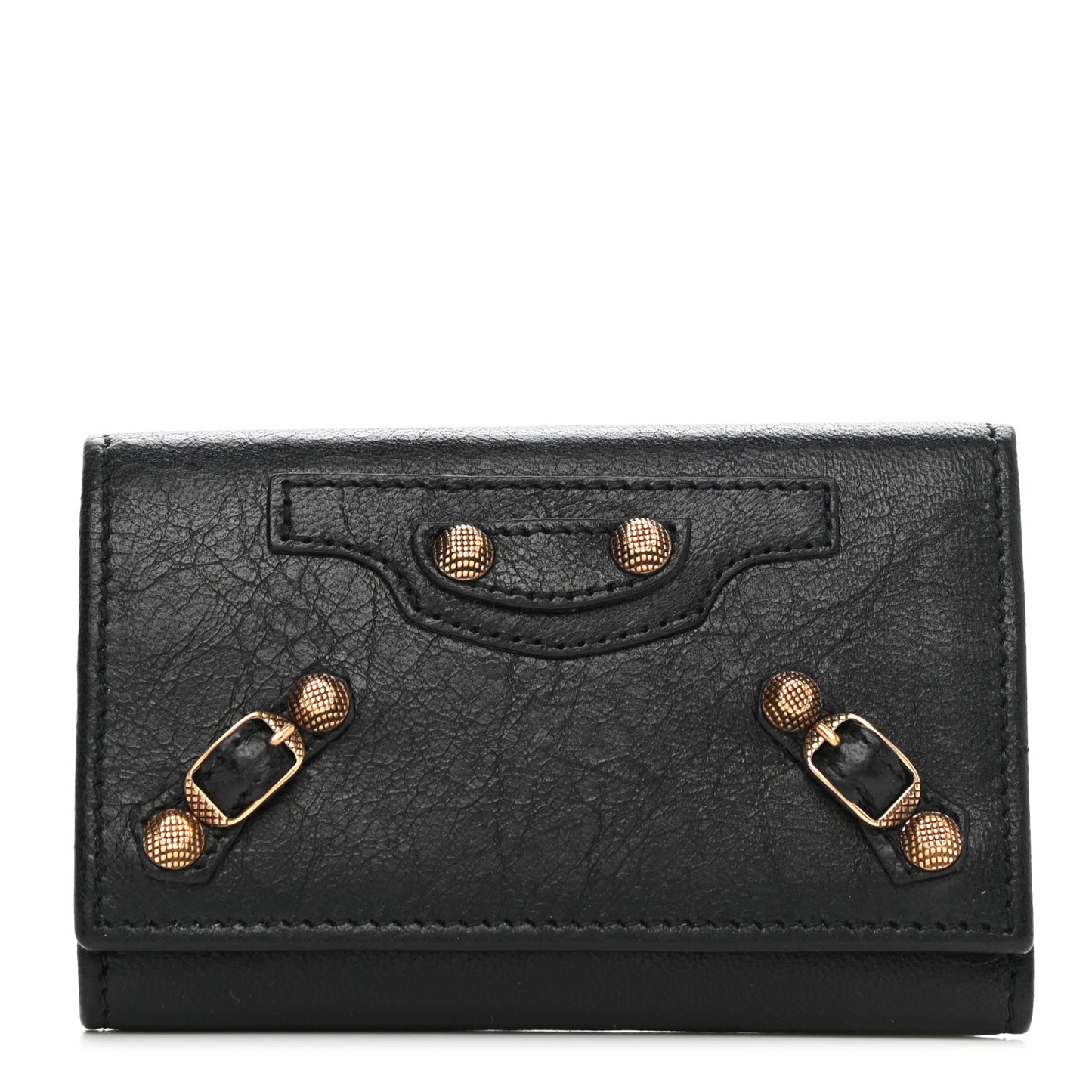 Agneau Giant 12 Rose Gold Hardware Osaka Key Holder Black