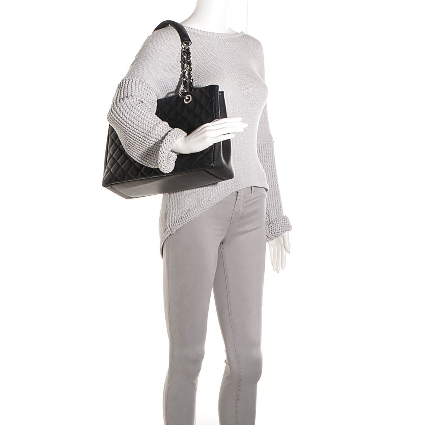 Caviar Quilted Grand Shopping Tote GST Black