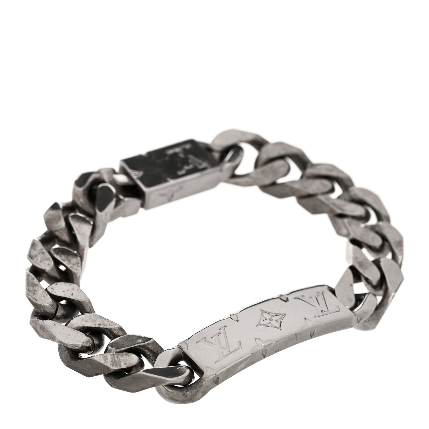 Louis Vuitton Zamac Palladium Monogram Chain Bracelet Silver 1 of 4
