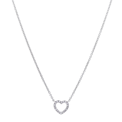 Tiffany 18K White Gold Diamond Metro Heart Pendant Necklace 1 of 6