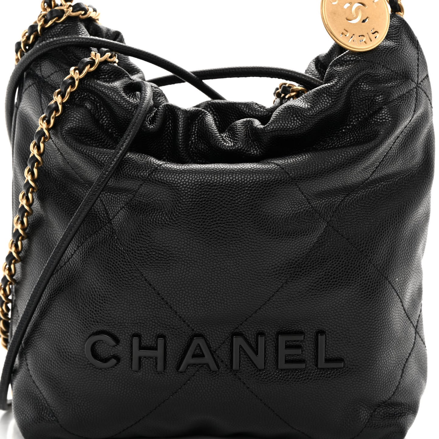 Shiny Caviar Quilted Monochrome Mini Chanel 22 Black