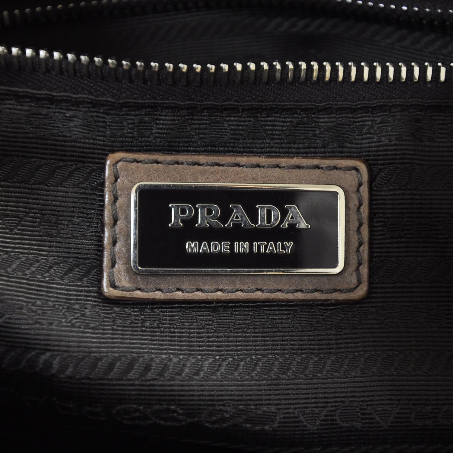Prada Cervo Glace Zippers Shoulder Bag Ardesia Talco 6 of 7