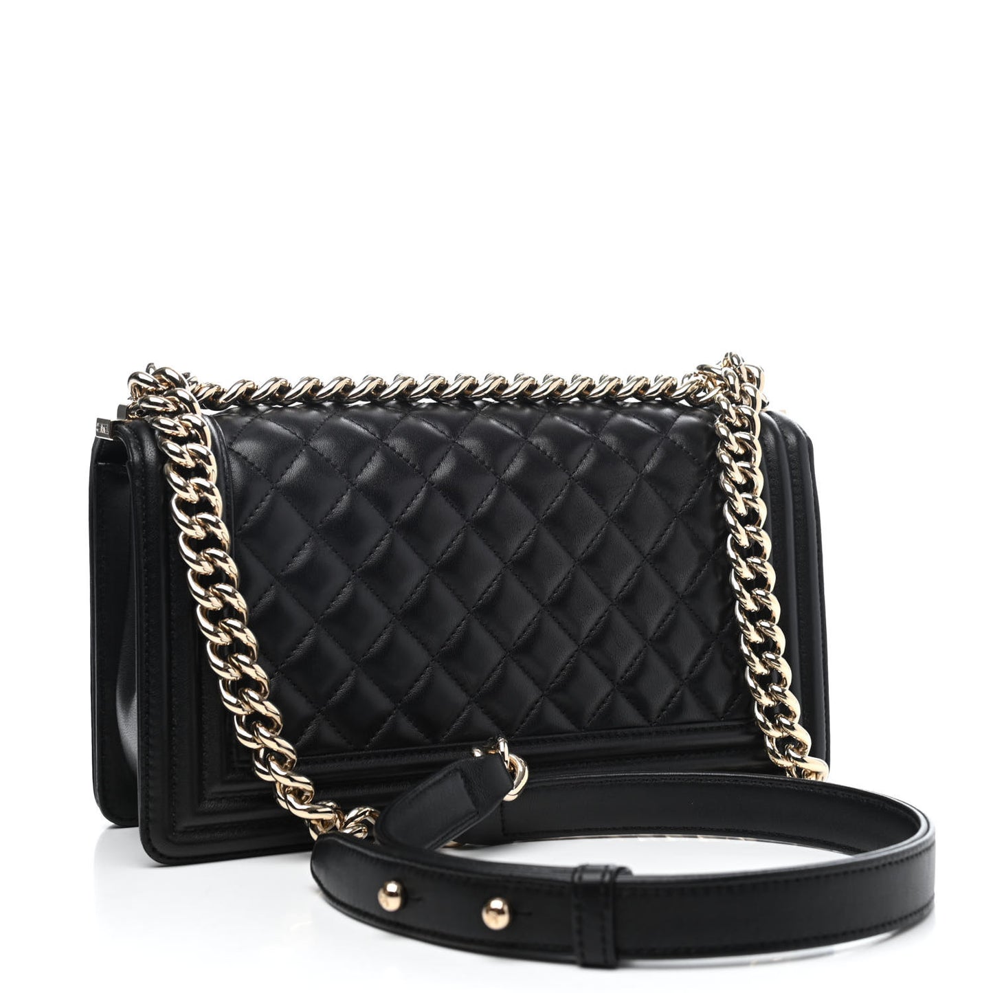 Lambskin Quilted Medium Boy Flap Black