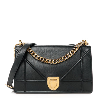 Christian Dior Grained Calfskin Medium Diorama Flap Bag Black 1 of 11