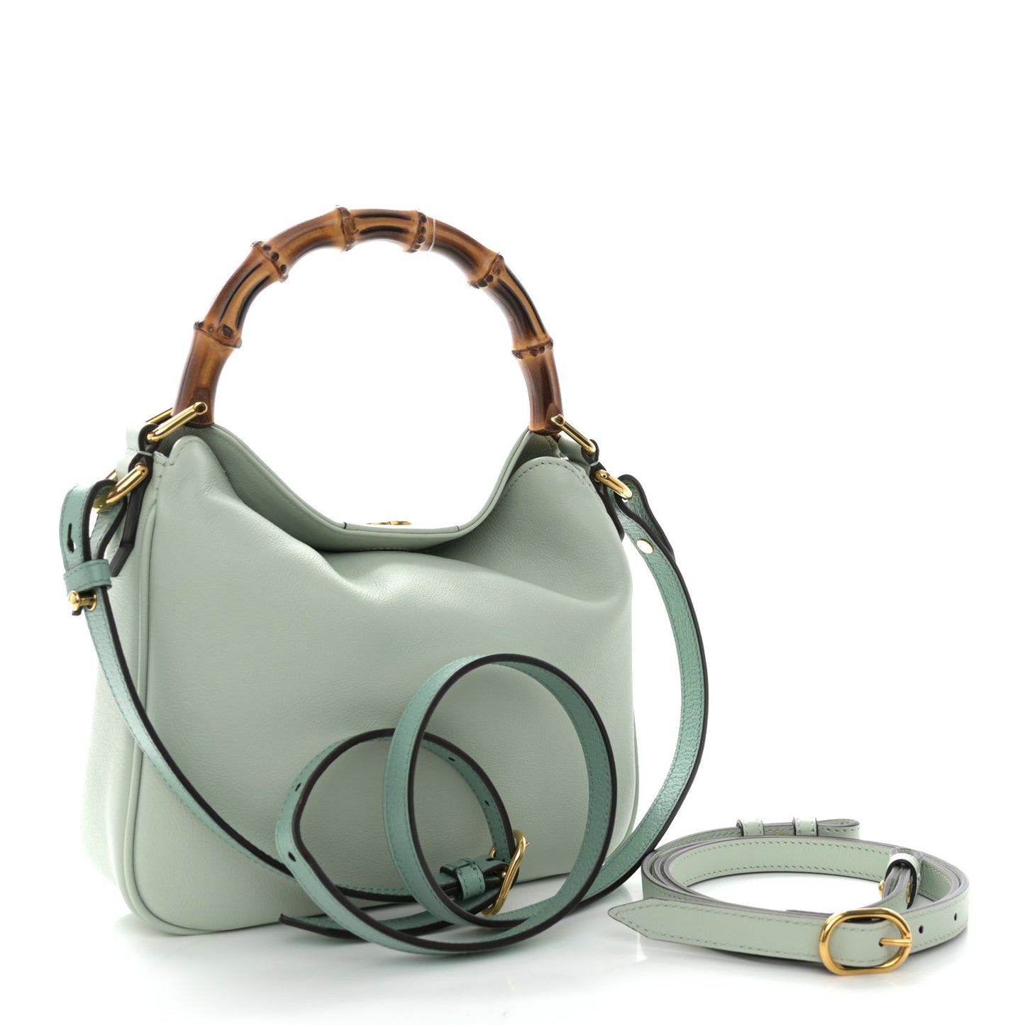Softy Wonka Textured Dollar Calfskin Small Diana Shoulder Bag Pale Green