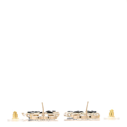 Chanel Crystal Lambskin Chain CC No 5 Drop Earrings Gold Black 3 of 5