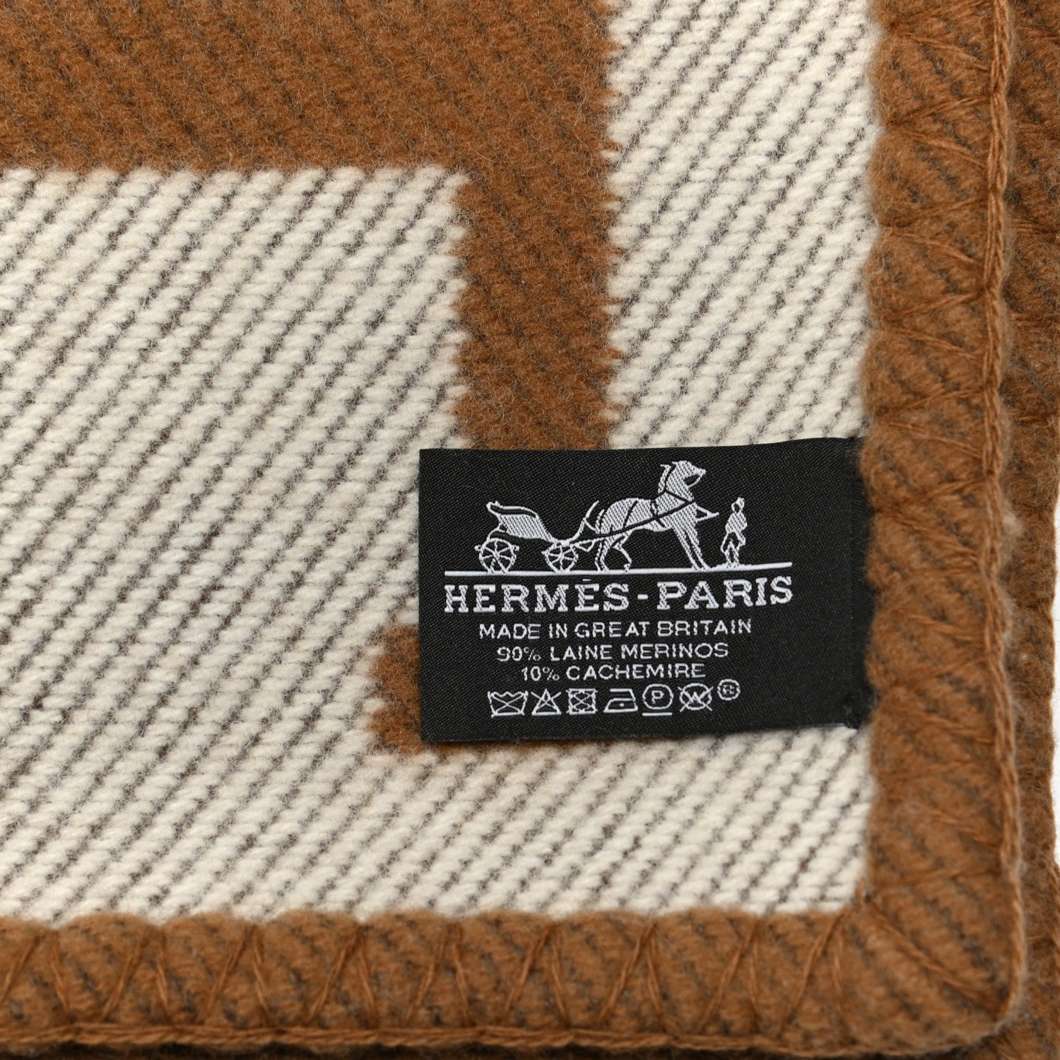 Hermes Wool Cashmere New Classic Avalon Blanket Ecru Camel 3 of 3