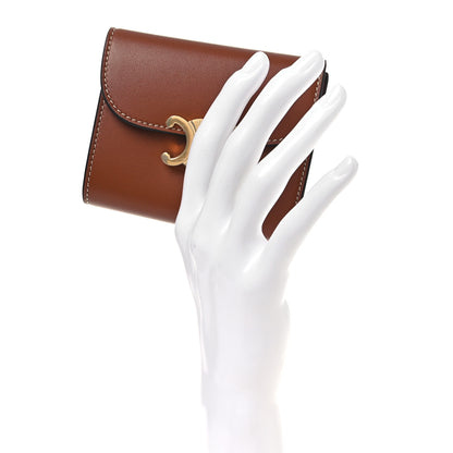 Celine Shiny Smooth Lambskin Small Triomphe Wallet Tan 2 of 9