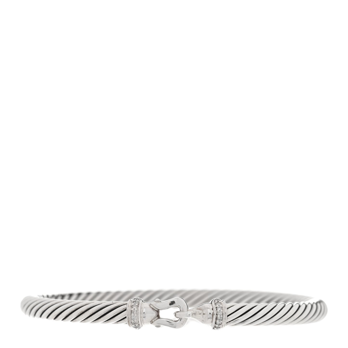Sterling Silver Diamond 5mm Cable Buckle Bracelet