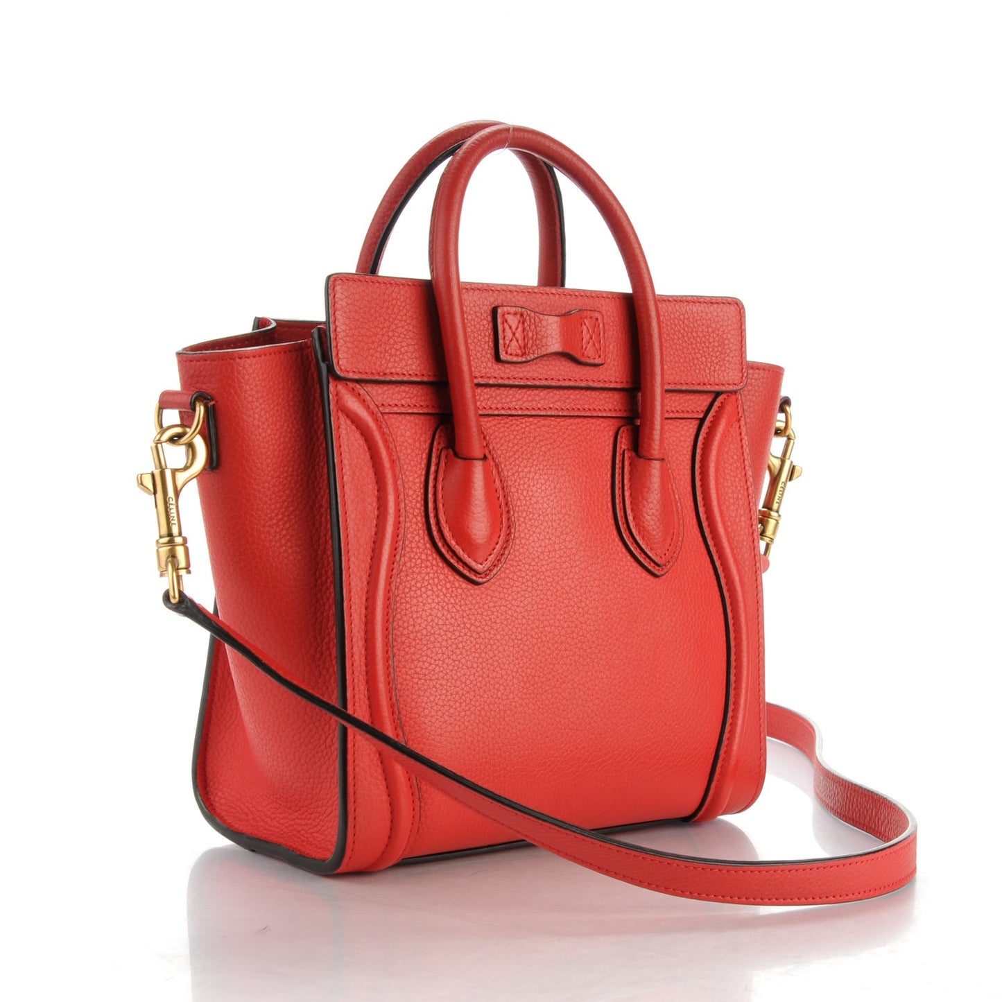 Drummed Calfskin Nano Luggage Coquelicot
