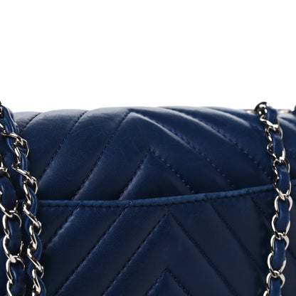 Chanel Lambskin Surpique Chevron Medium Single Flap Blue 11 of 12
