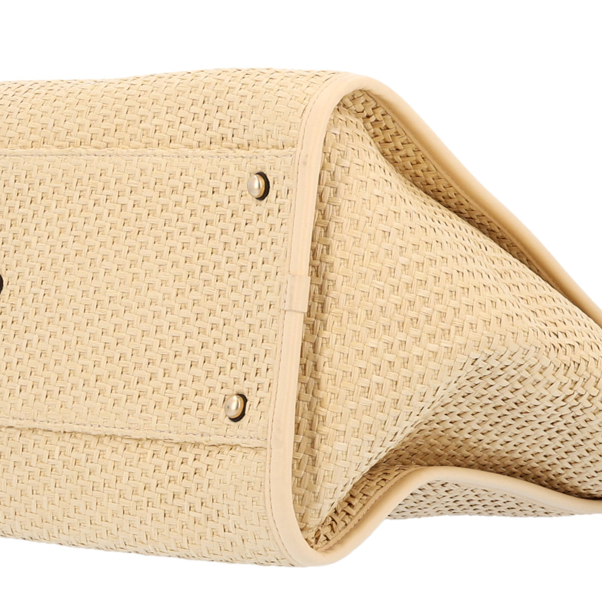 Straw Raffia Calfskin Chain Medium Deauville Tote Beige Black