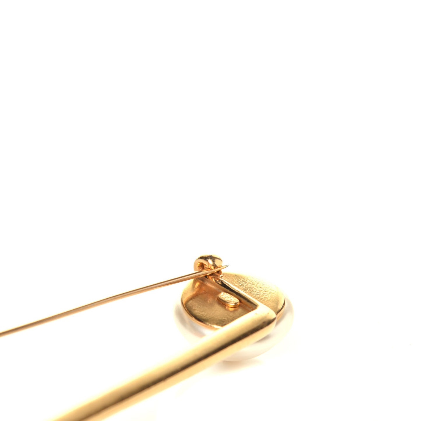 Pearl Safety Pin Brooch Gold