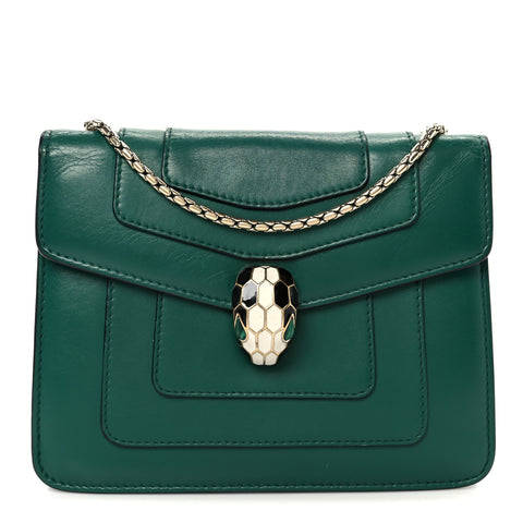 Calfskin Small Serpenti Forever Snake Strap Crossbody Bag Emerald Green