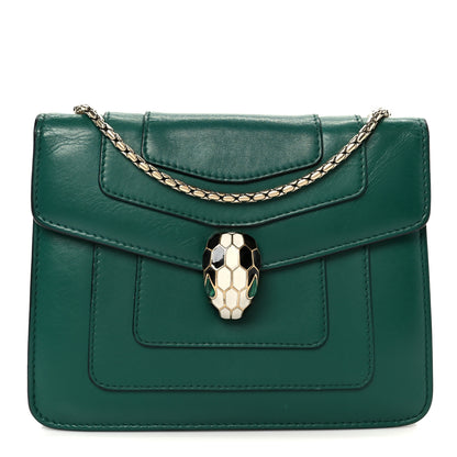 Bulgari Calfskin Small Serpenti Forever Snake Strap Crossbody Bag Emerald Green 1 of 11