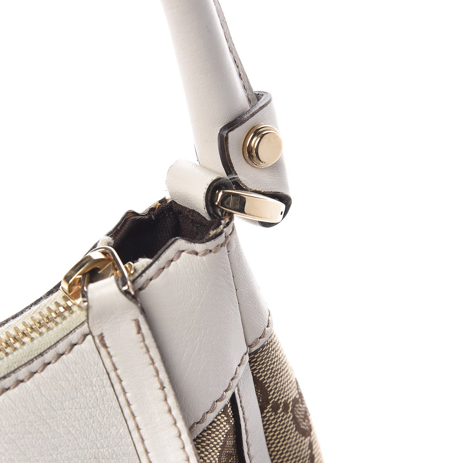 Gucci Monogram Medium D Gold Ring Hobo White 13 of 14