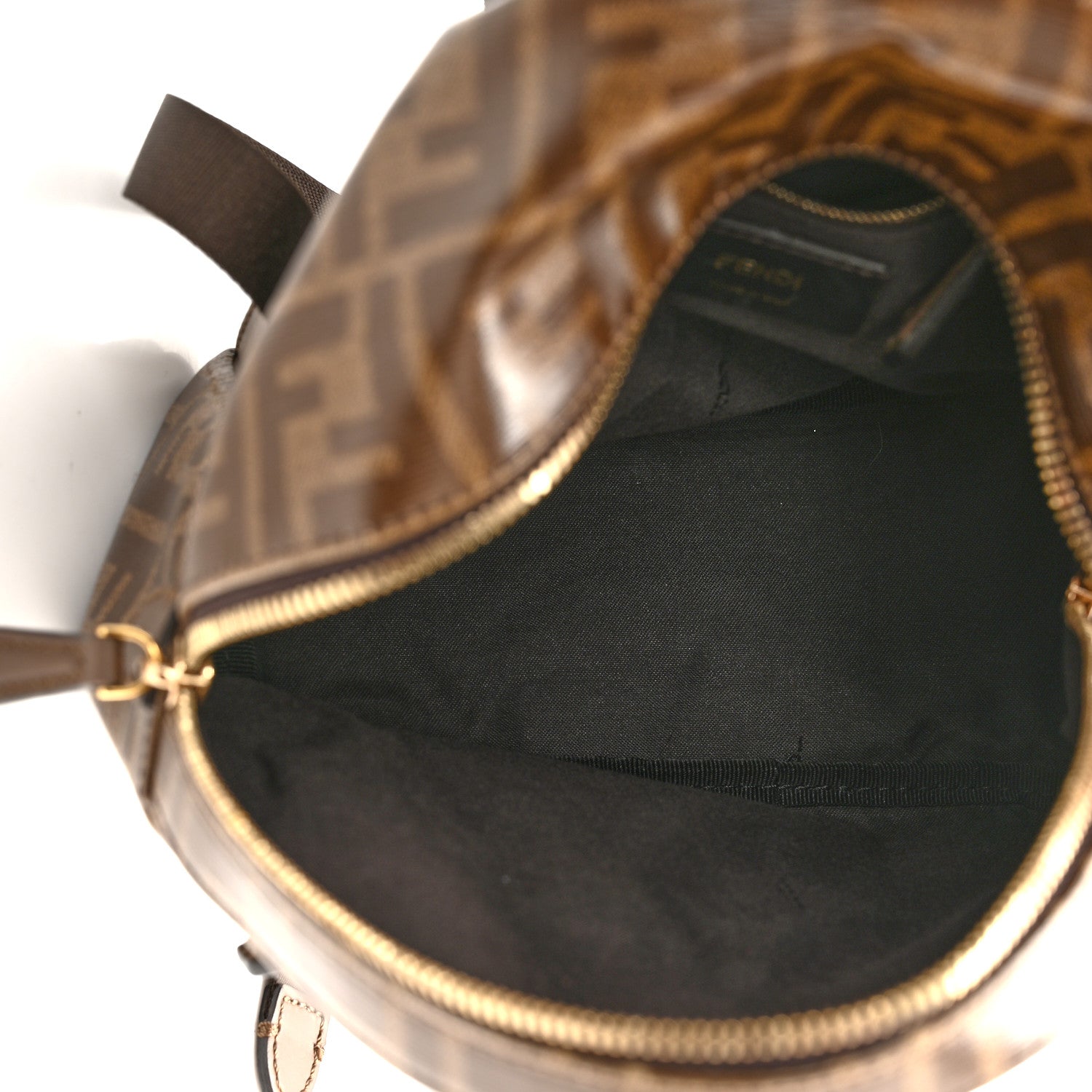 Fendi X FILA Glazed Fabric Vitello Century FF 1974 Mania Mini Backpack Mogano Panna Blueberry 5 of 11