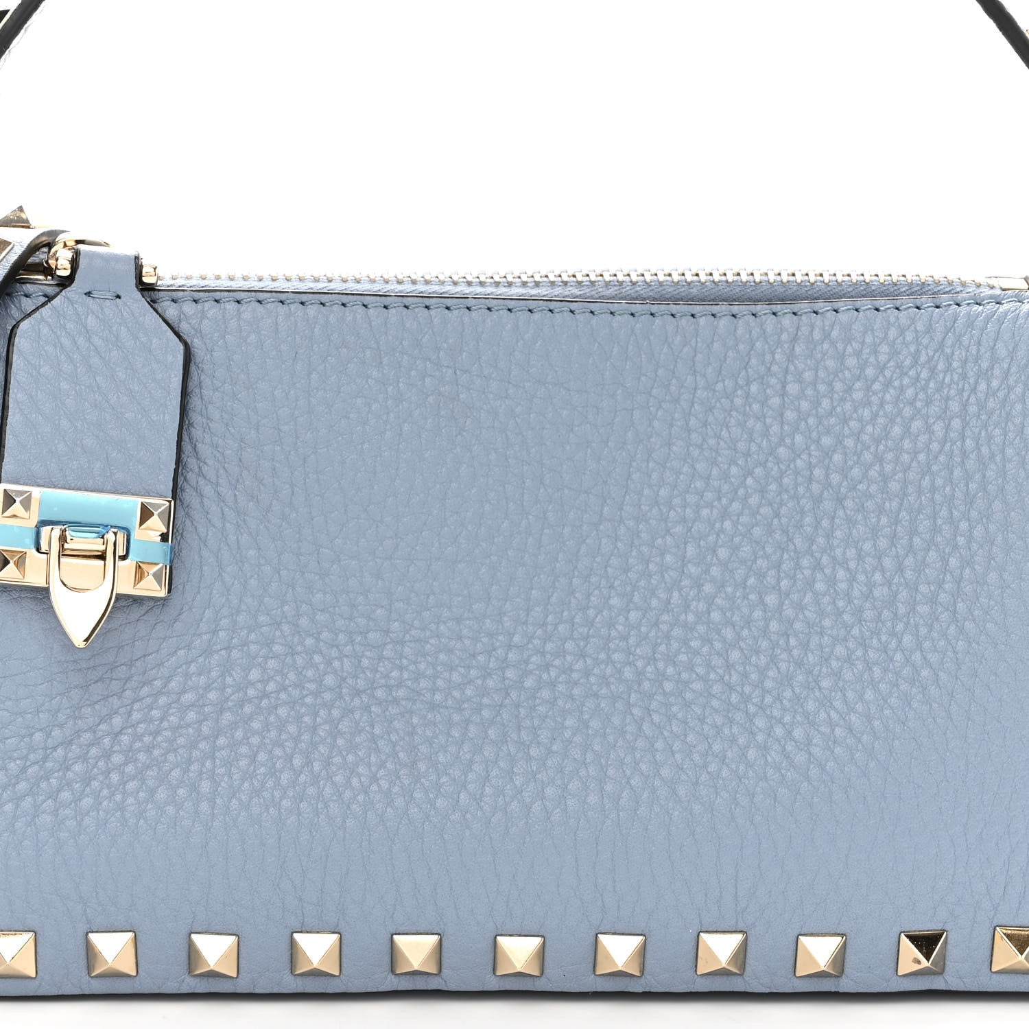 Valentino Garavani Pebbled Calfskin Small Rockstud Flip Lock Shoulder Bag Niagara 7 of 9