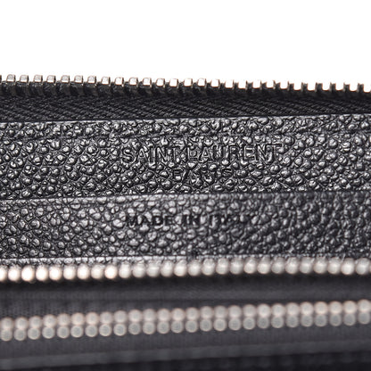 Saint Laurent Grained Calfskin Rive Gauche Zip Around Wallet Black 6 of 7