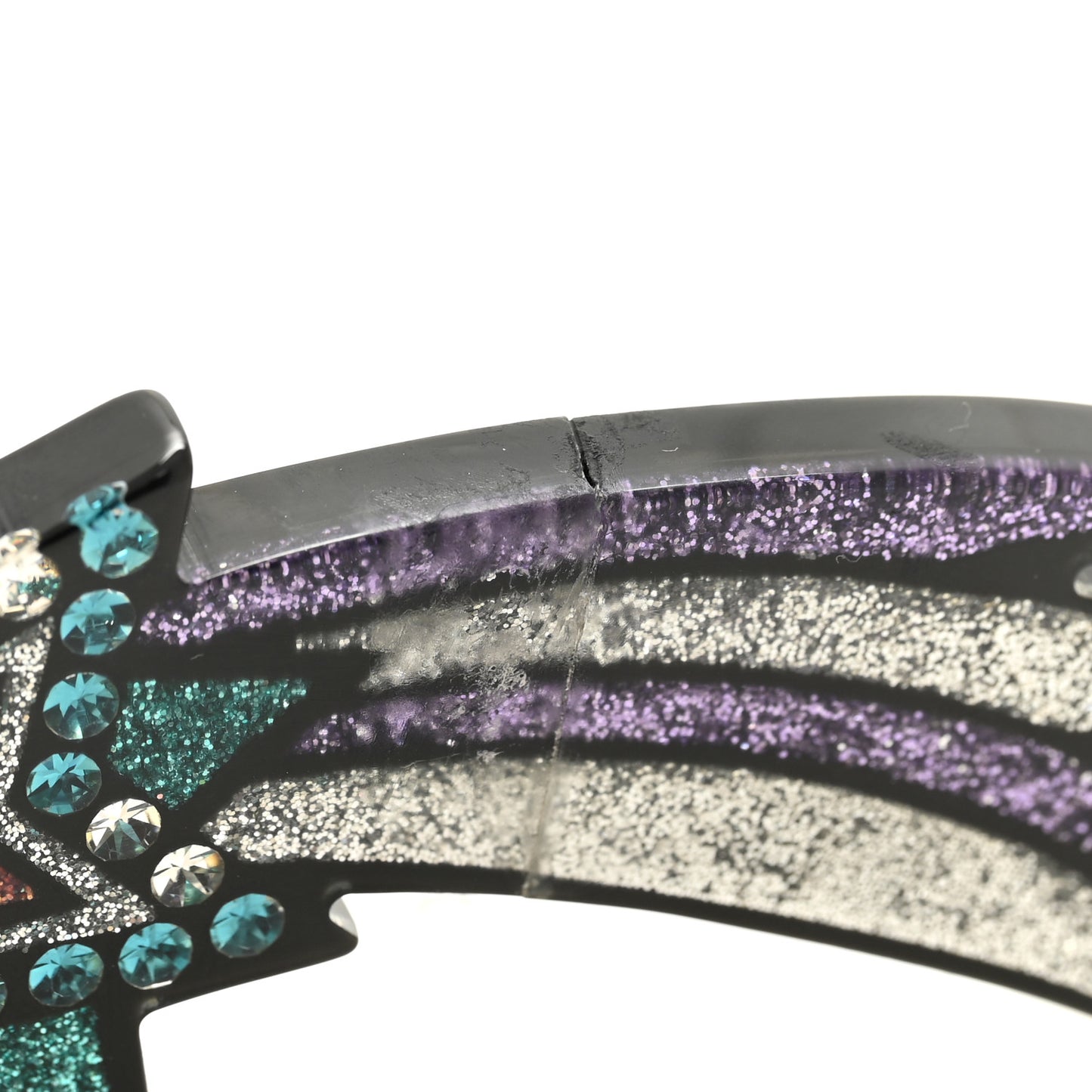 Glittered Resin Strass Shooting Star Brooch Black Purple Green