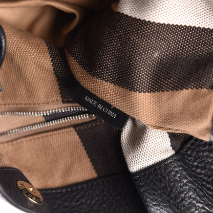 Burberry Grainy Calfskin House Check Medium Maidstone Black 9 of 12