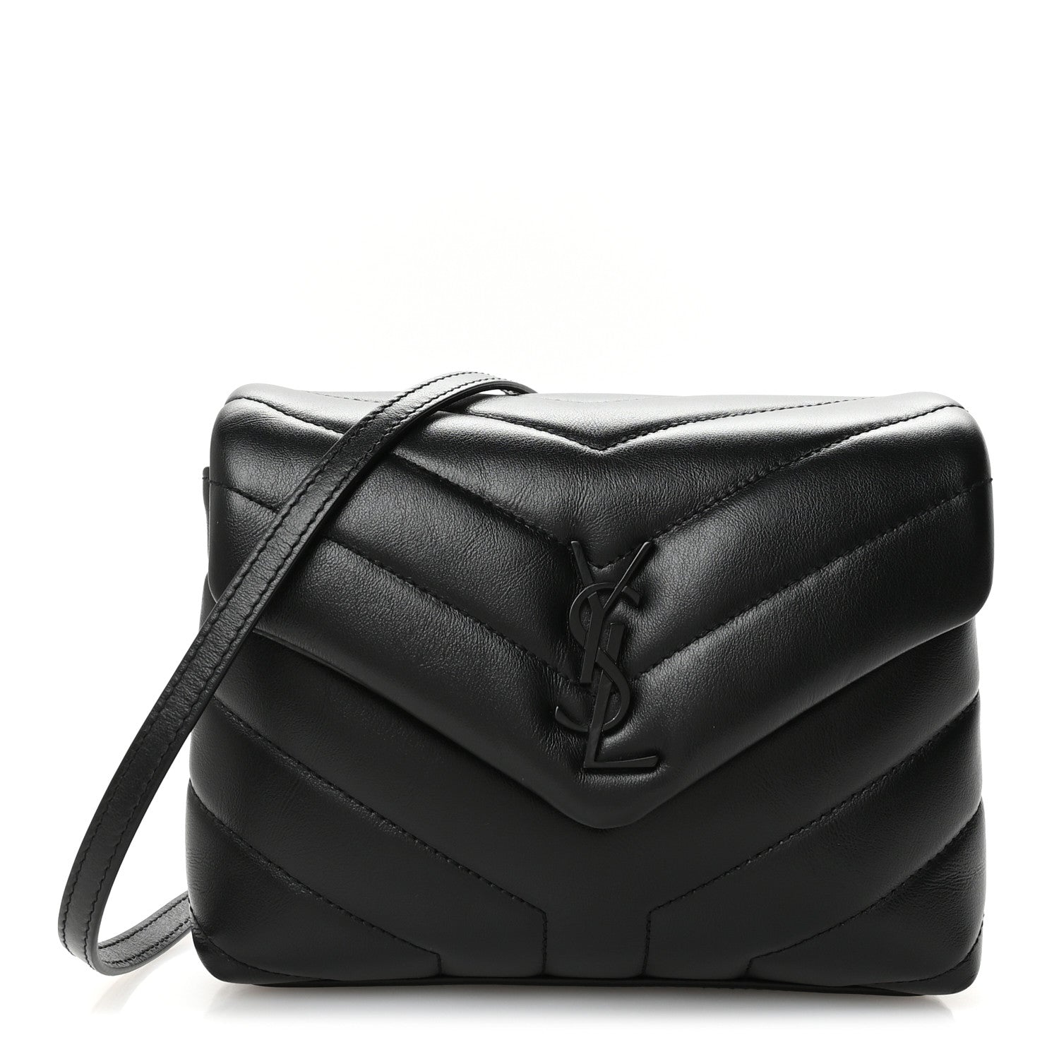Saint Laurent Calfskin Y Quilted Monogram Monochrome Toy Loulou Crossbody Bag Black 1 of 11