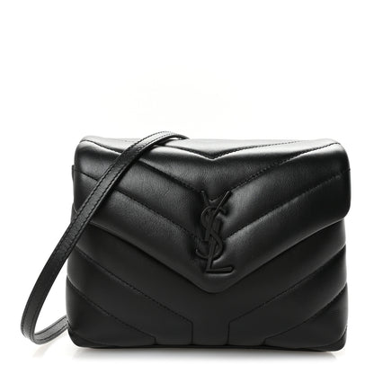 Saint Laurent Calfskin Y Quilted Monogram Monochrome Toy Loulou Crossbody Bag Black 1 of 11