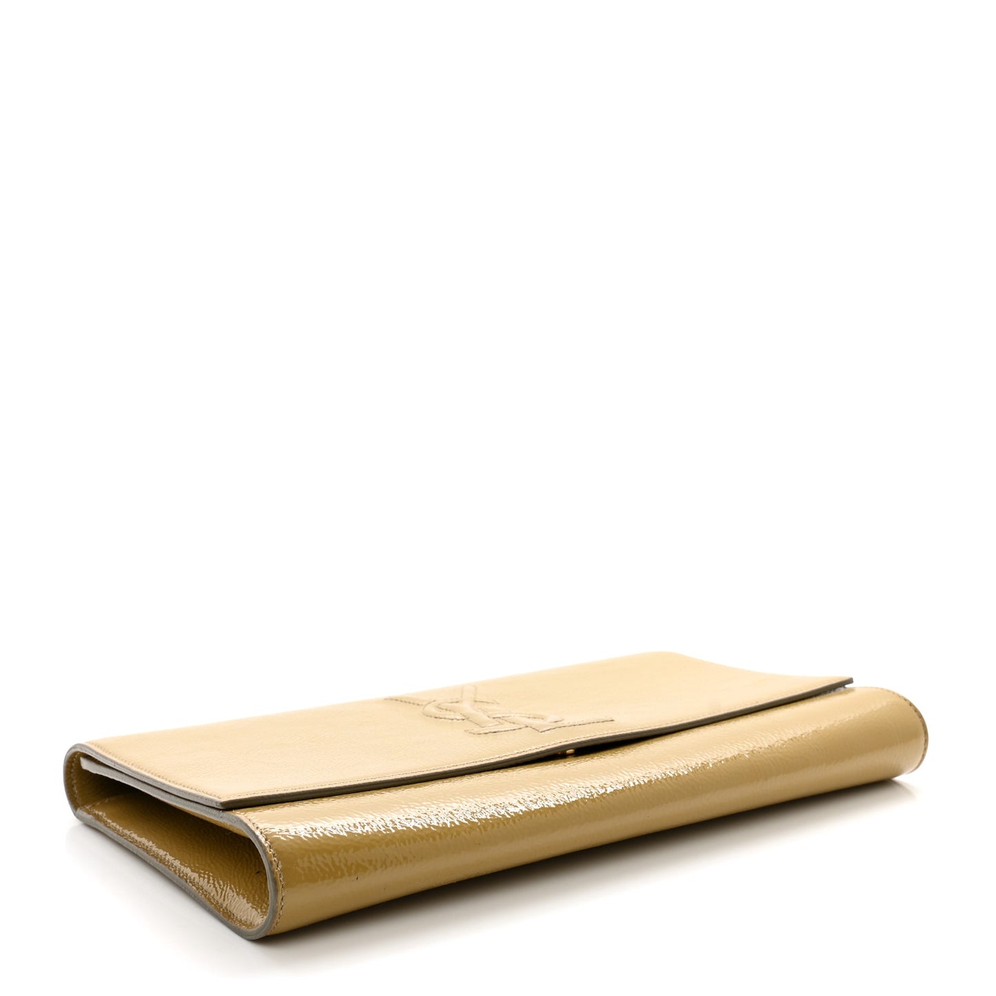 Textured Patent Calfskin Monogram Large Belle De Jour Clutch Lemon