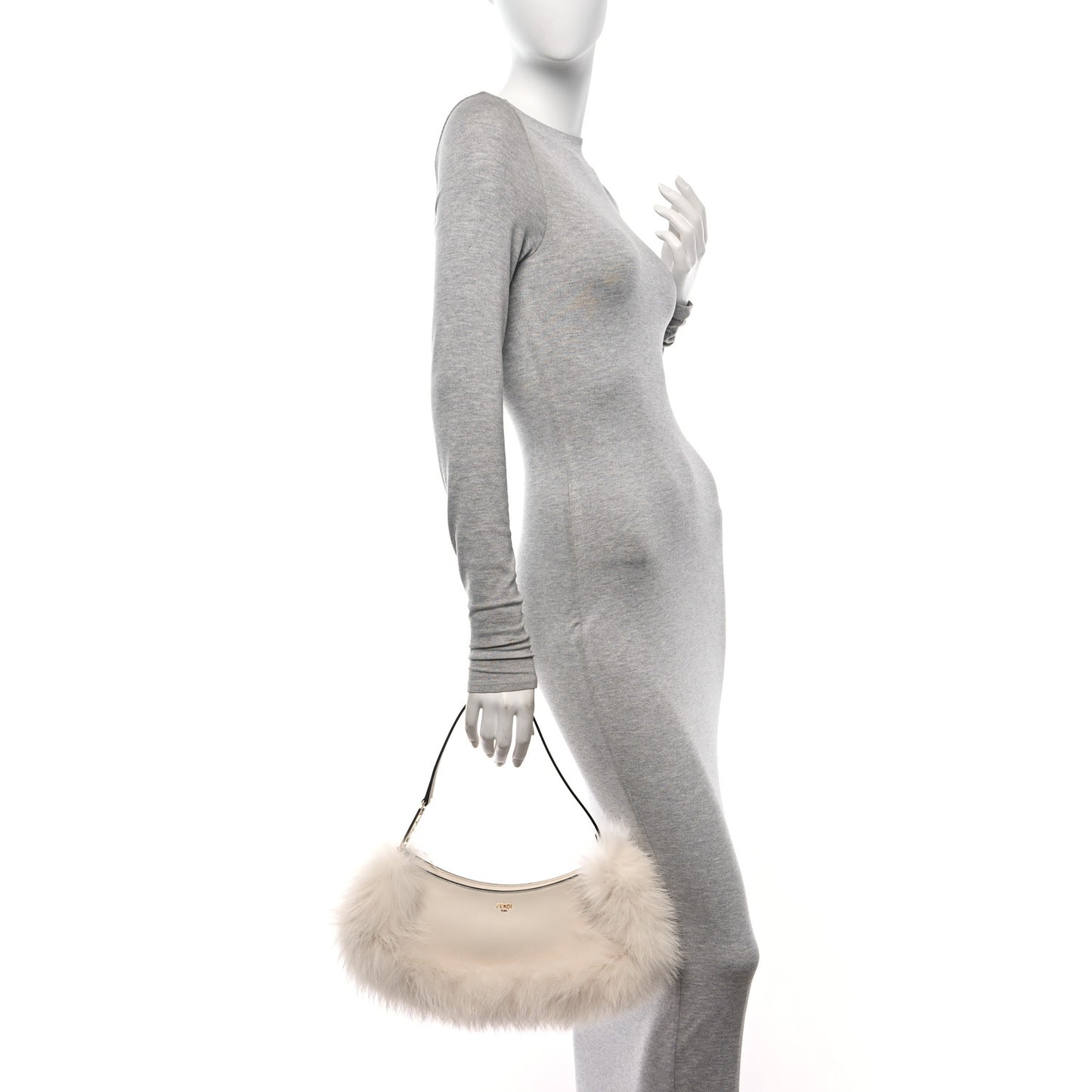 Fox Fur Vitello Fendi O'Lock Swing Camelia