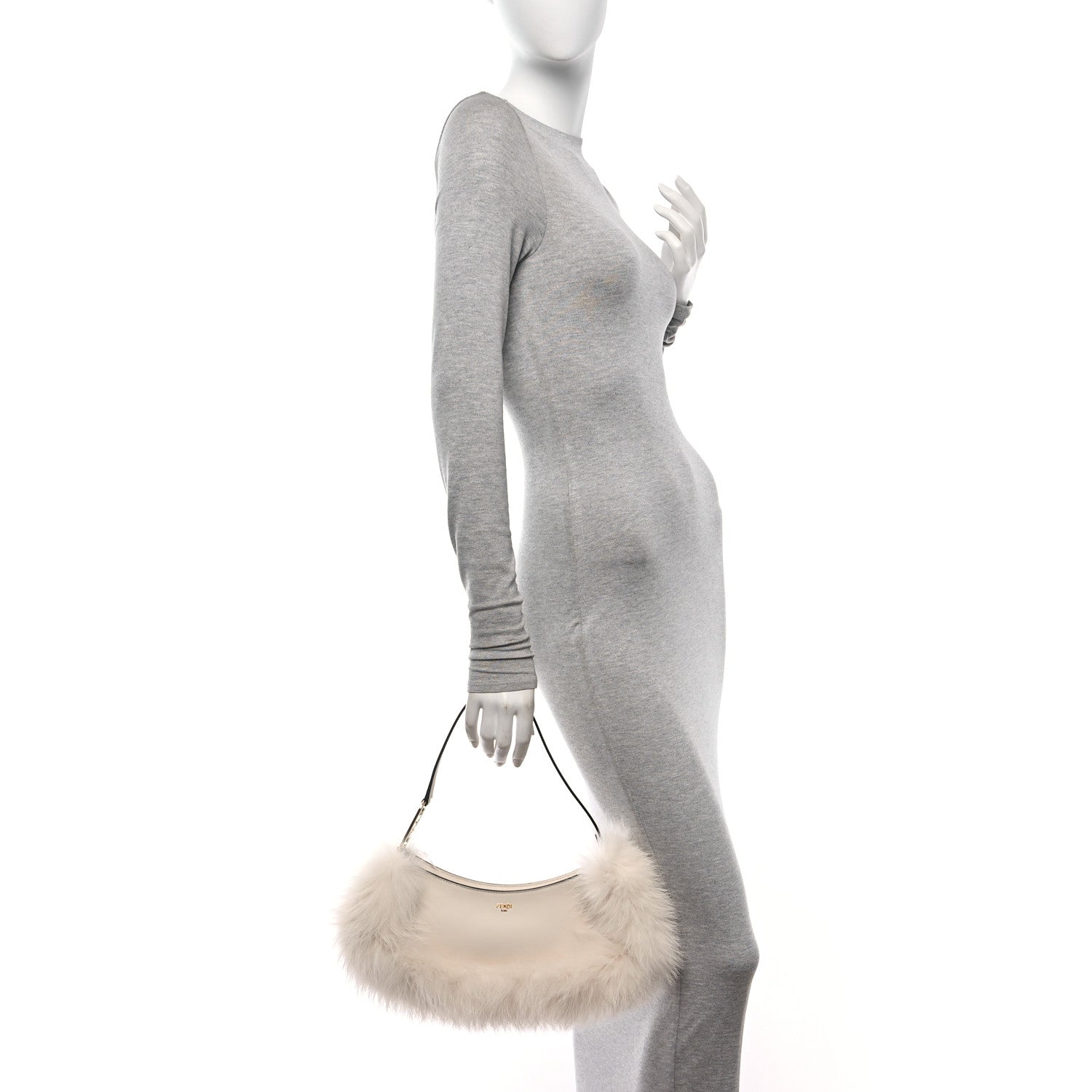 Fendi Fox Fur Vitello Fendi O'Lock Swing Camelia 2 of 10