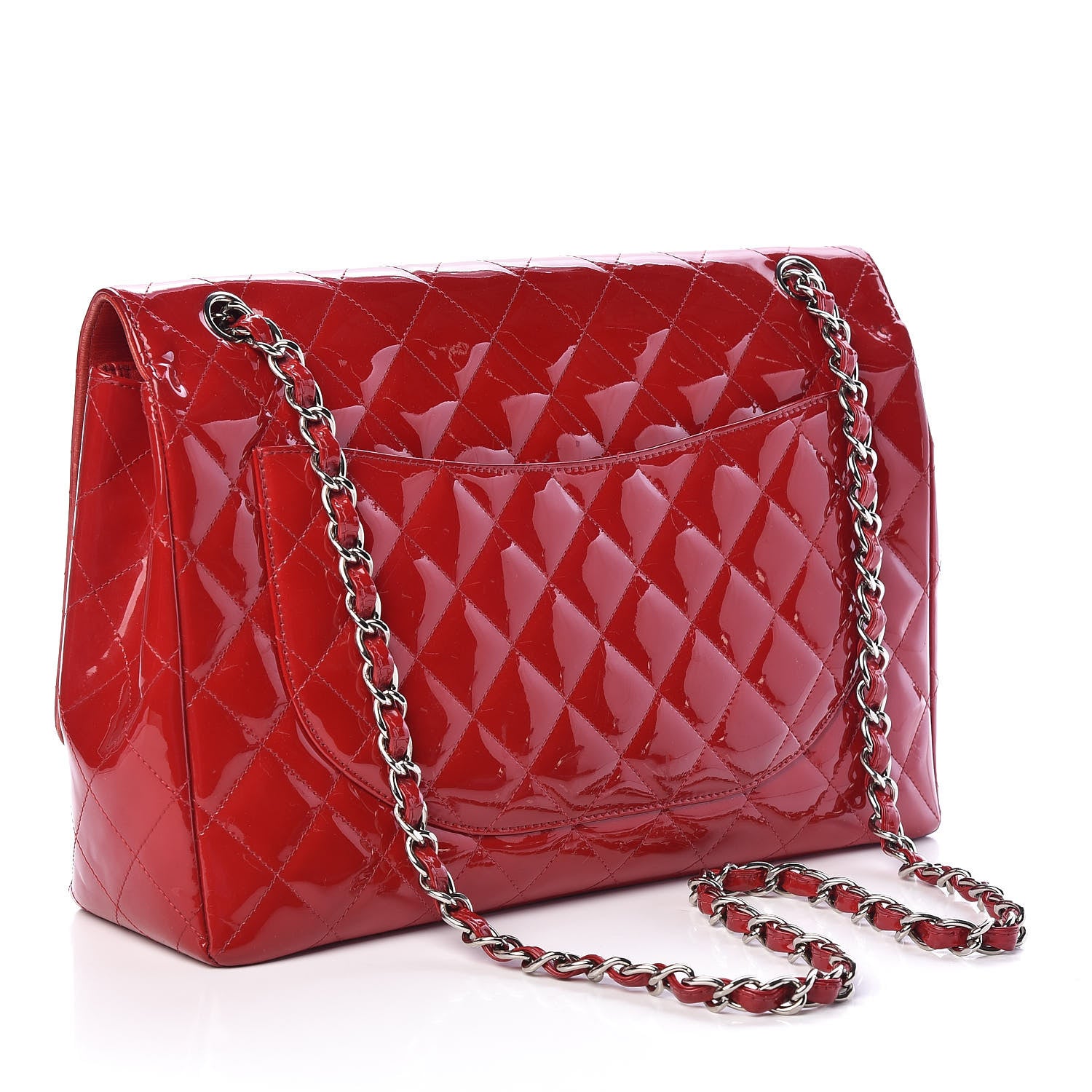 Chanel Patent Quilted Maxi Single Flap Red 3 of 12