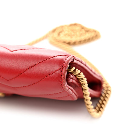 Gucci Calfskin Matelasse Mini GG Marmont Chain Wallet Hibiscus Red 12 of 12