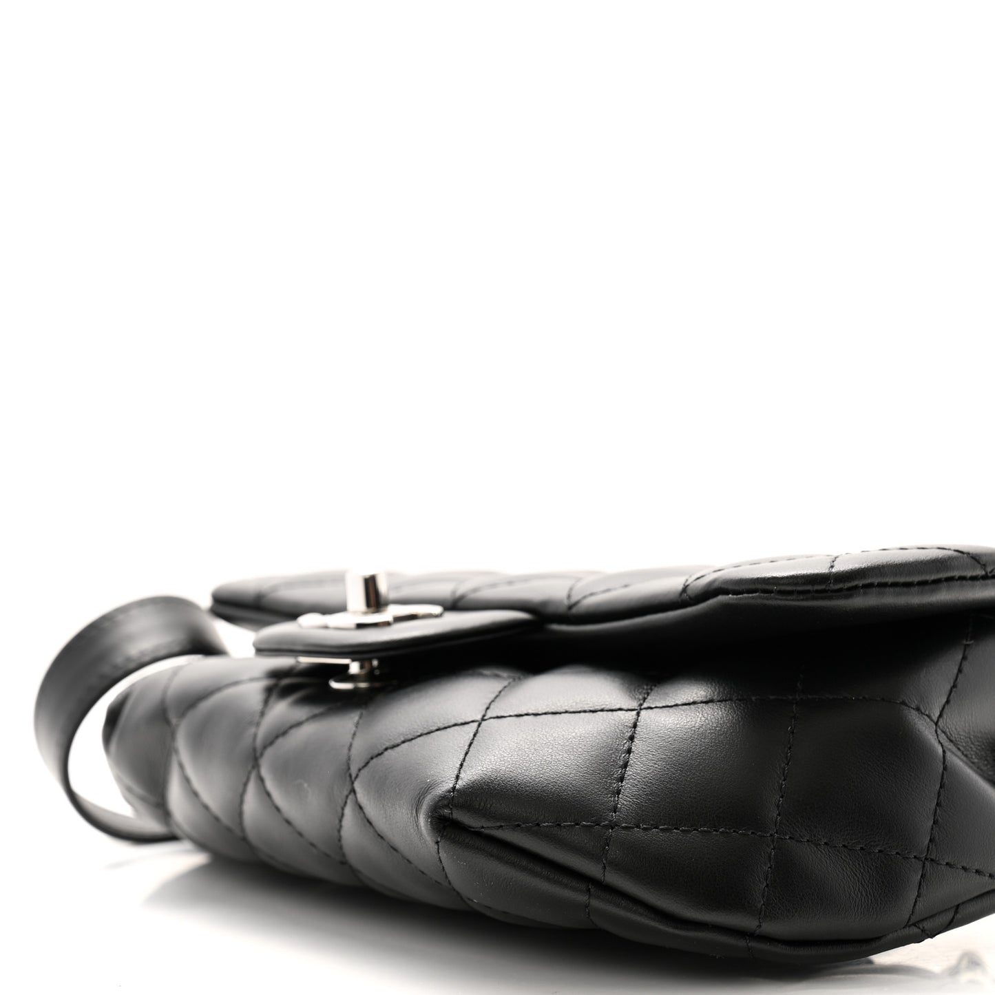 Calfskin Quilted CC Uniform Flap Belt Bag Black
