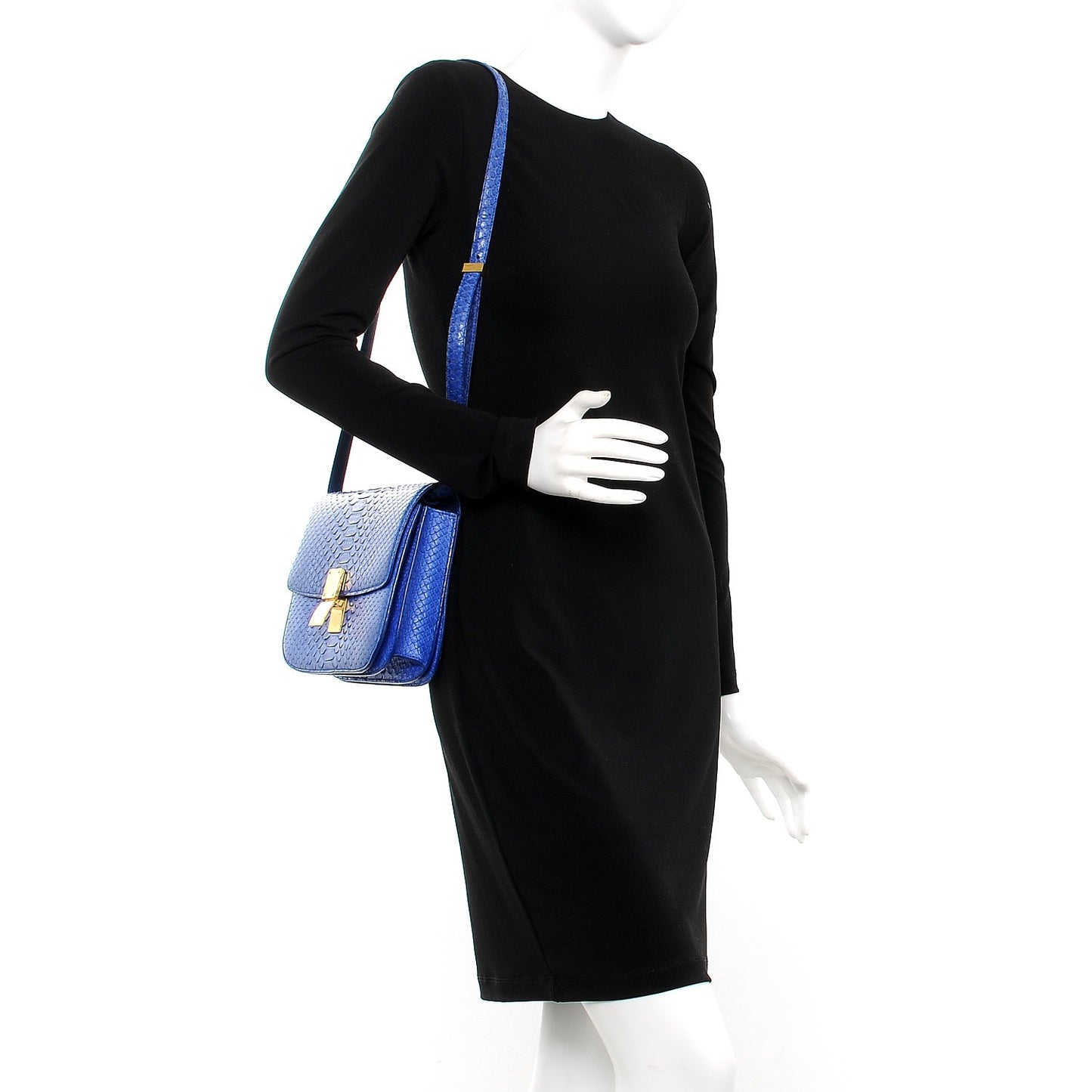 Python Medium Classic Box Flap Bag Indigo