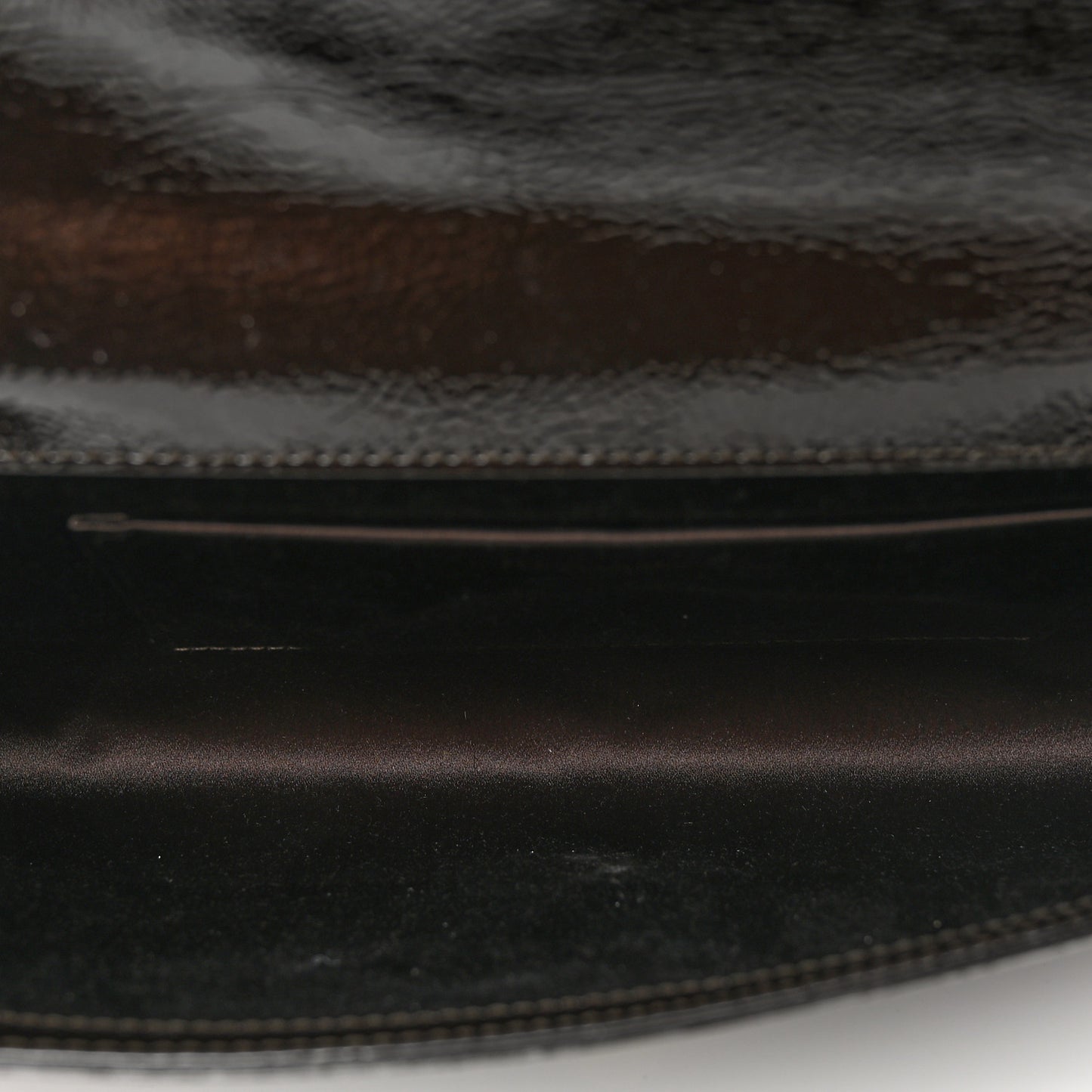 Textured Patent Calfskin Large Belle De Jour Clutch Dark Brown