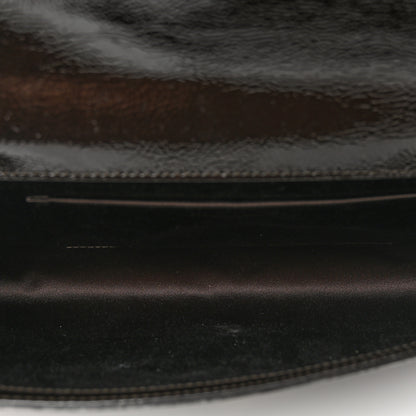 Saint Laurent Textured Patent Calfskin Large Belle De Jour Clutch Dark Brown 5 of 7