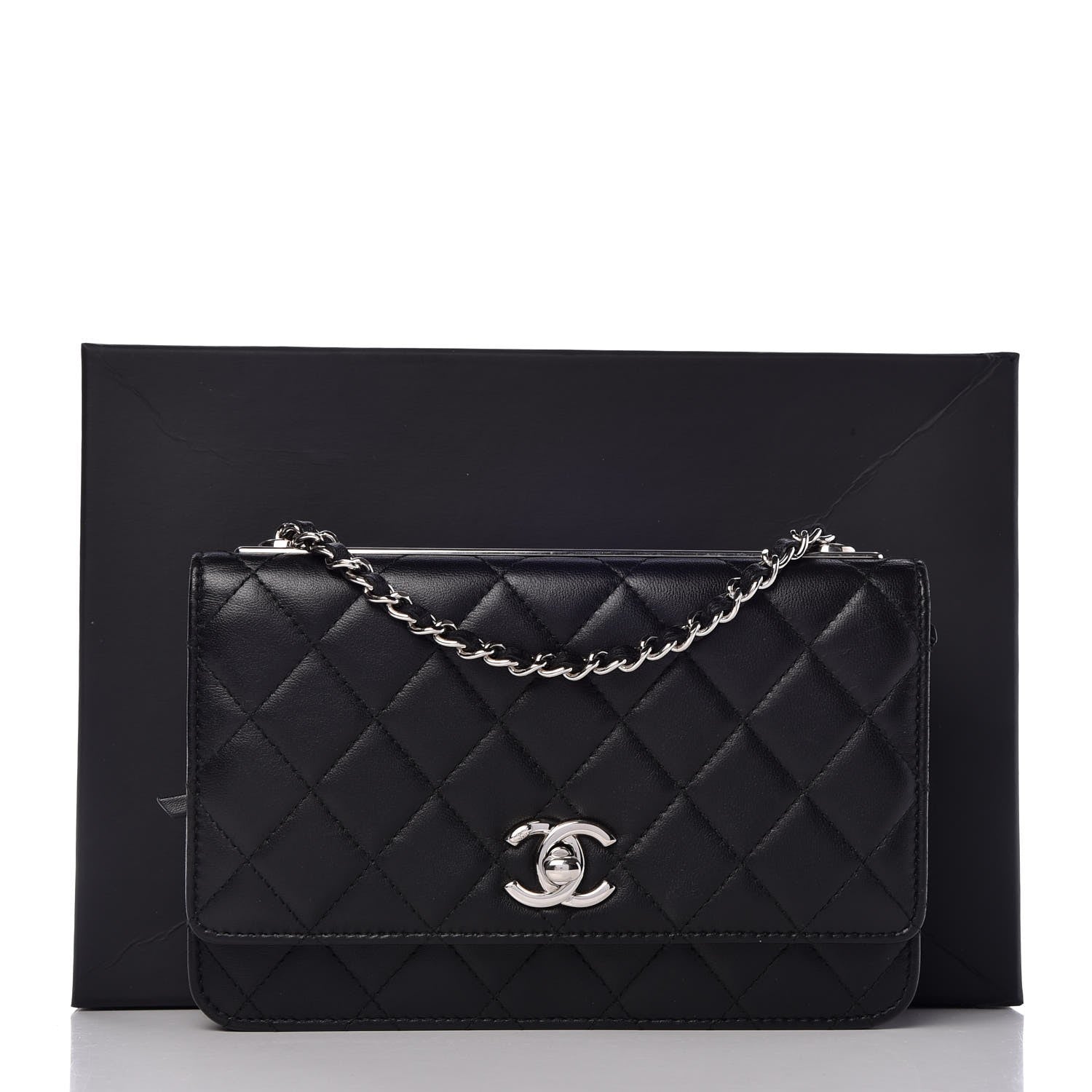 Chanel Lambskin Quilted Trendy CC Wallet On Chain WOC Black 10 of 10