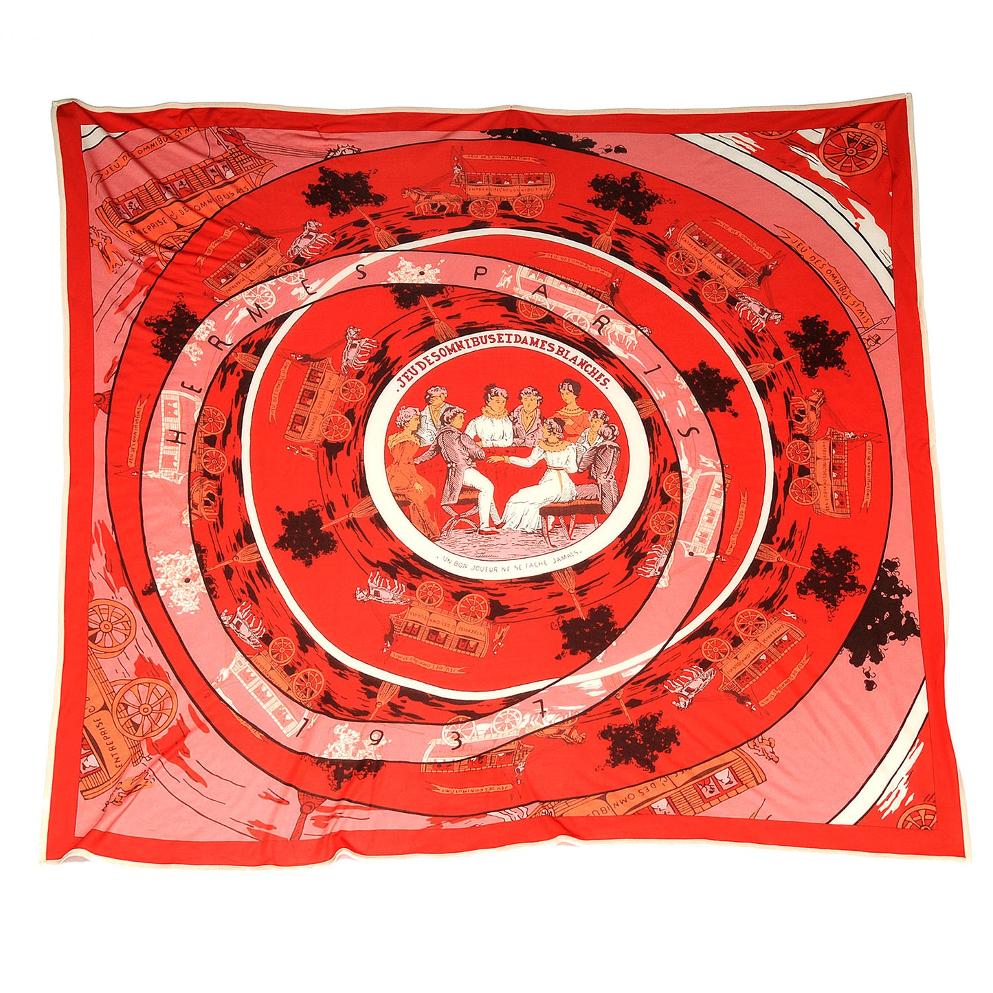 Silk Jersey Jeu Des Omnibus et Dames Blanches Scarf 90