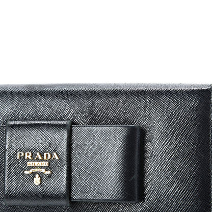 Prada Saffiano Bow Continental Wallet Black 9 of 10