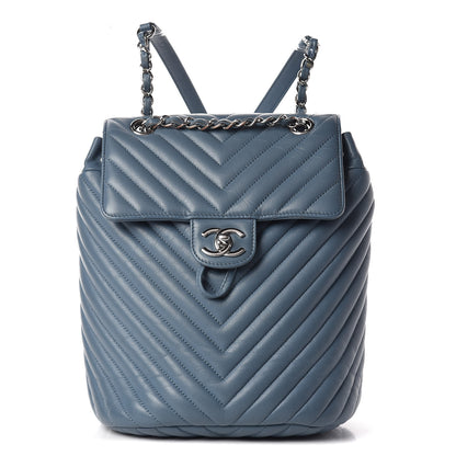 Chanel Calfskin Chevron Quilted Small Urban Spirit Backpack Light Blue 1 of 17