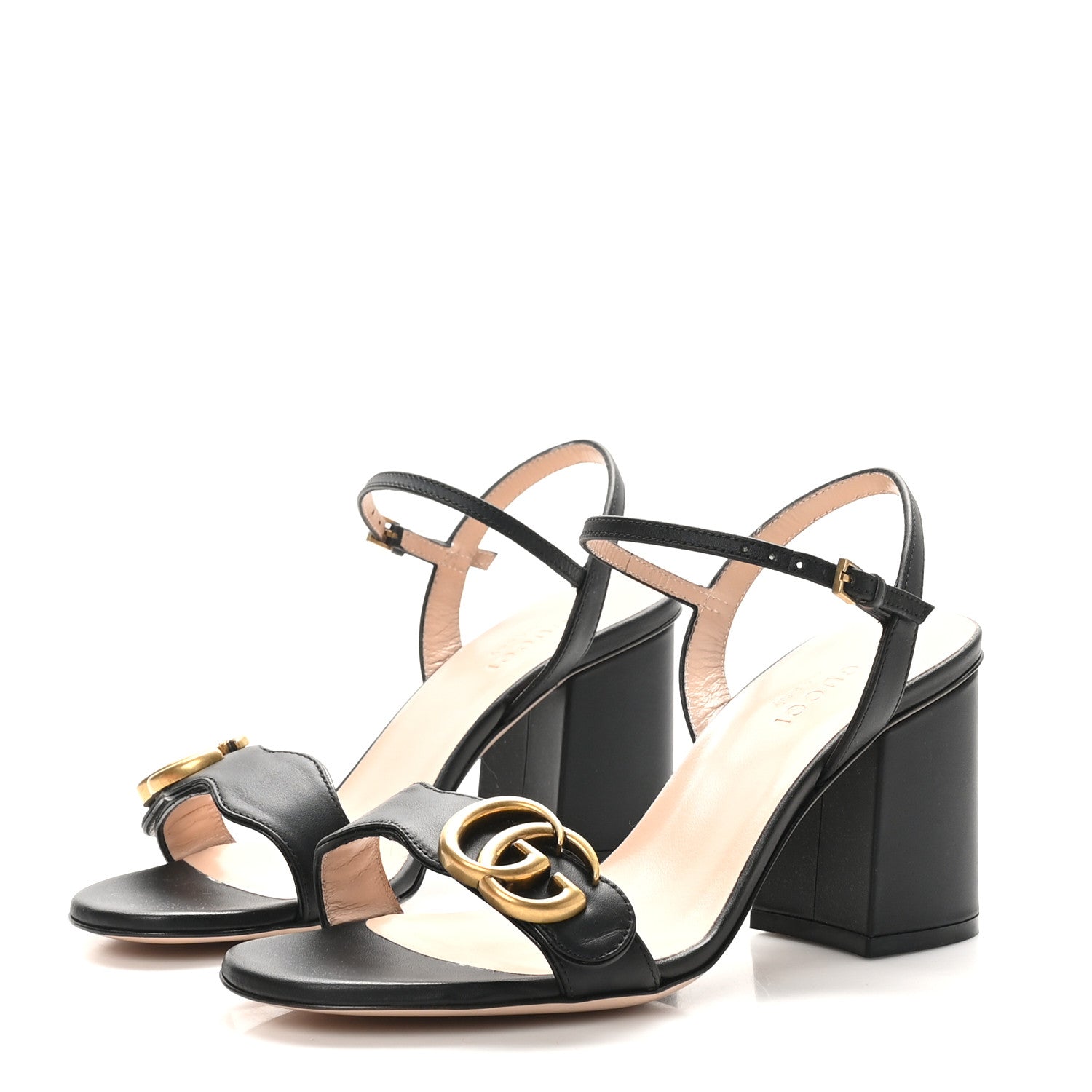 Gucci Lifford Calfskin GG Marmont Ankle Wrap 75mm Sandals 36 Black 3 of 9