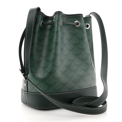 MCM Lauretos Spanish Calfskin Medium Himmel Drawstring Bucket Bag Forest Green 4 of 12
