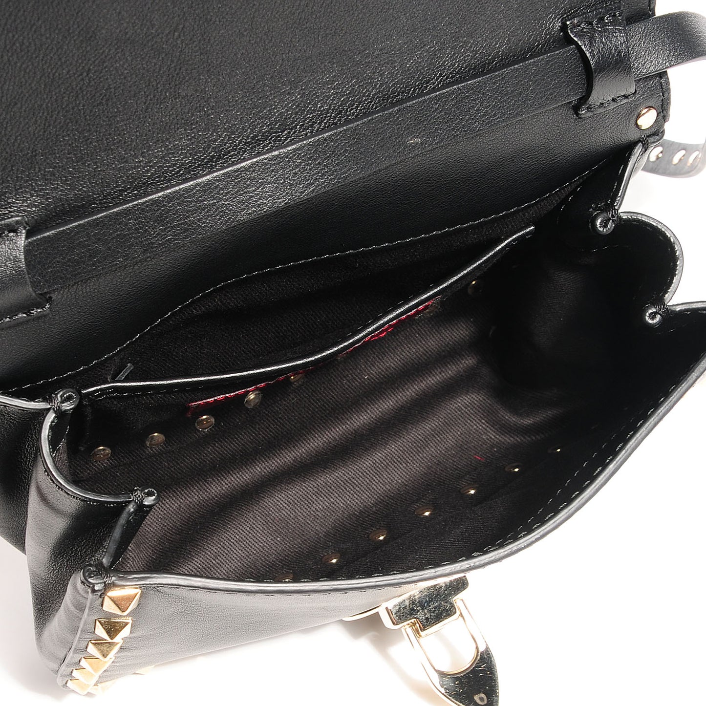 Vitello Mini Rockstud Flap Saddle Crossbody Bag Black
