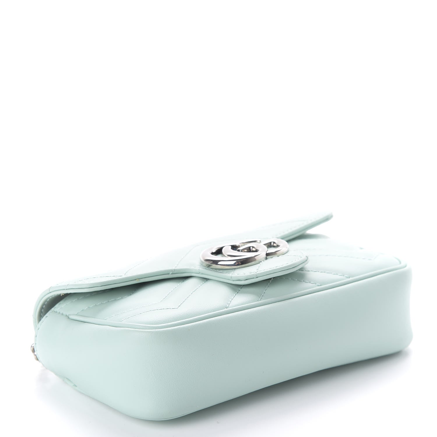 Gucci Calfskin Matelasse Super Mini GG Marmont Shoulder Bag Water Green 4 of 11