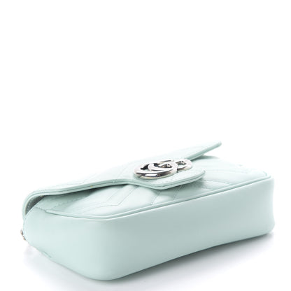 Gucci Calfskin Matelasse Super Mini GG Marmont Shoulder Bag Water Green 4 of 11